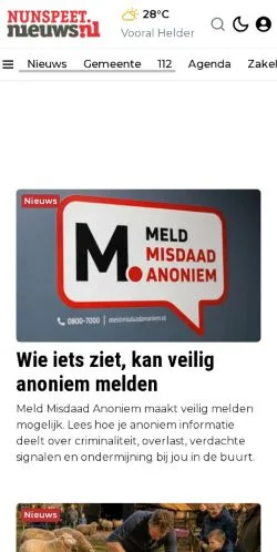 Podgląd witryny Nunspeet, medium z kraju Holandia do artykułów sponsorowanych