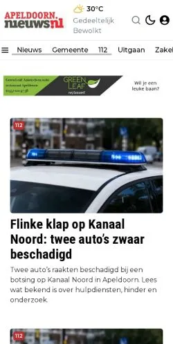 Podgląd witryny Apeldoorn Nieuws, medium z kraju Holandia do artykułów sponsorowanych