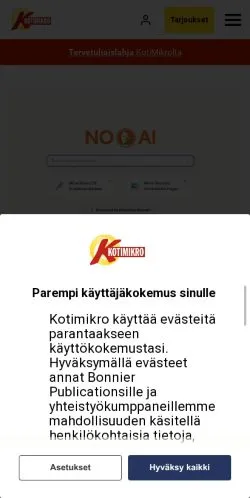 Anteprima del sito Kotimikro, media di Finlandia per articoli sponsorizzati