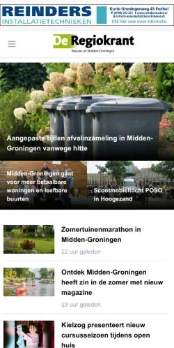 스폰서 기사용 네덜란드 매체 Nieuws uit Midden-Groningen 사이트 미리보기
