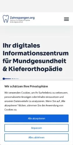 Anteprima del sito Zahnspangen, media di Germania per articoli sponsorizzati