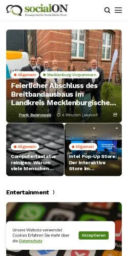 Podgląd witryny socialON, medium z kraju Niemcy do artykułów sponsorowanych