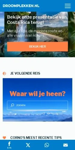 Pré-visualização do site Droomplekken, meio de Países Baixos para artigos patrocinados