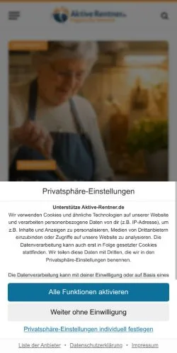 Anteprima del sito Aktive Rentner, media di Germania per articoli sponsorizzati