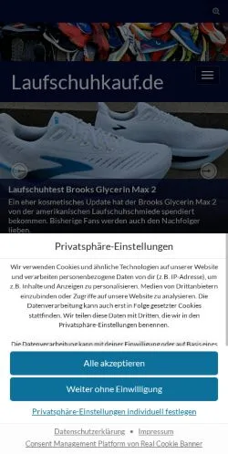 Podgląd witryny Laufschuhkauf, medium z kraju Niemcy do artykułów sponsorowanych