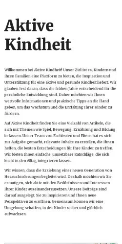 Anteprima del sito aktivekindheit.de, media di Germania per articoli sponsorizzati