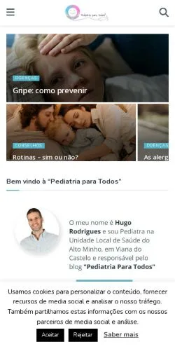Podgląd witryny Pediatria Para Todos, medium z kraju Portugalia do artykułów sponsorowanych