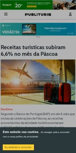 Anteprima del sito Publituris, media di Portogallo per articoli sponsorizzati
