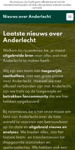 Podgląd witryny Anderlecht Nieuws, medium z kraju Belgia do artykułów sponsorowanych