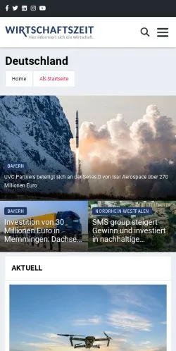 Anteprima del sito Wirtschaftszeit, media di Germania per articoli sponsorizzati
