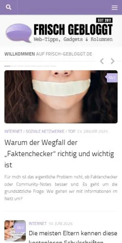 Podgląd witryny Frisch Gebloggt, medium z kraju Niemcy do artykułów sponsorowanych