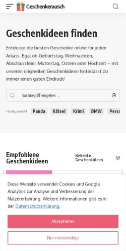 Anteprima del sito Geschenkerausch, media di Germania per articoli sponsorizzati