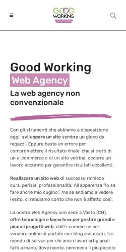 Forhåndsvisning av nettstedet Good Working, medium fra Italia for sponsede artikler