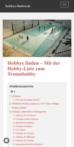 Anteprima del sito Hobbys Finden, media di Germania per articoli sponsorizzati