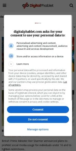 Anteprima del sito Digital Phablet, media di Stati Uniti per articoli sponsorizzati