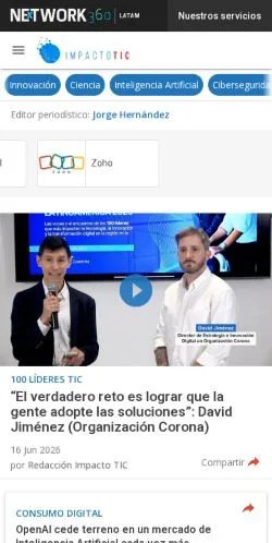 Vista previa del sitio Impacto TIC, medio de España para artículos patrocinados