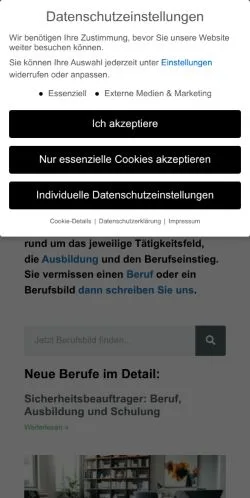 Forhåndsvisning av nettstedet Berufe, medium fra Tyskland for sponsede artikler