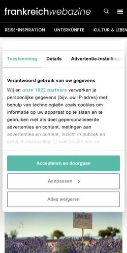 스폰서 기사용 독일 매체 Frankreich Webazine 사이트 미리보기