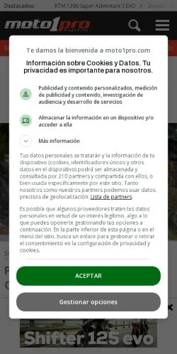 Preview of the Moto1Pro website, a media outlet in Spain for sponsored articles