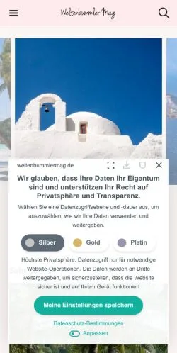 Podgląd witryny Weltenbummler Mag, medium z kraju Niemcy do artykułów sponsorowanych