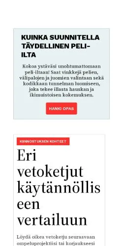 Pré-visualização do site arjenilo.fi, meio de Finlândia para artigos patrocinados