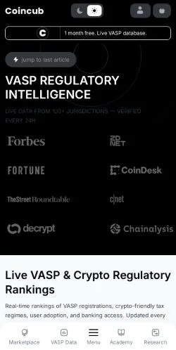 スポンサード記事向けのアメリカ合衆国メディア、Coincubのサイトプレビュー
