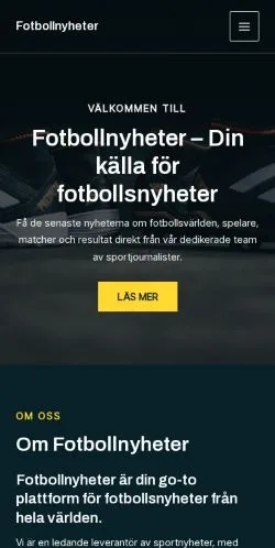 Podgląd witryny Fotbollnyheter, medium z kraju Szwecja do artykułów sponsorowanych
