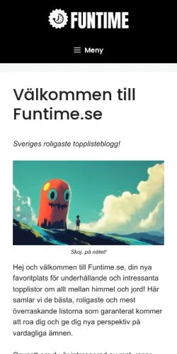 Forhåndsvisning av nettstedet Funtime, medium fra Sverige for sponsede artikler