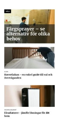 Preview of the husbasen.se website, a media outlet in Sweden for sponsored articles