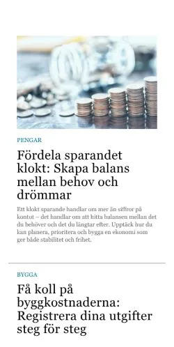 Podgląd witryny husekonomi.se, medium z kraju Szwecja do artykułów sponsorowanych