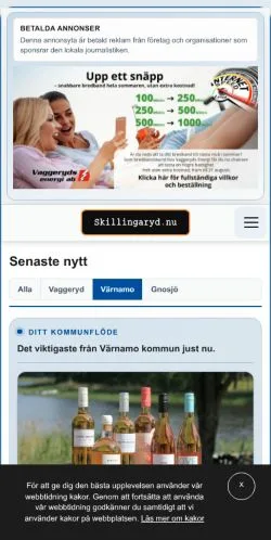 Pré-visualização do site Skillingaryd, meio de Suécia para artigos patrocinados