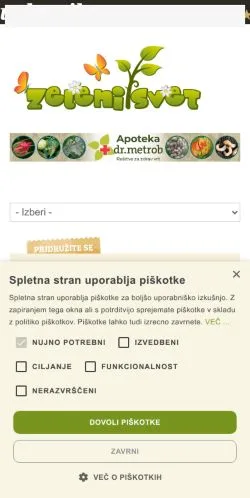 Anteprima del sito Zeleni Svet, media di Slovenia per articoli sponsorizzati