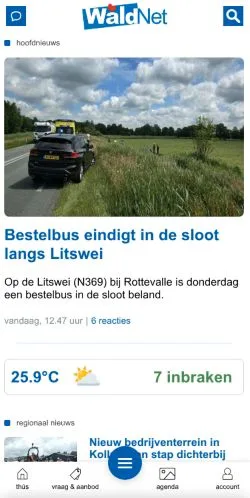 Sponsorlu makaleler için Hollanda medyası WâldNet sitesinin önizlemesi