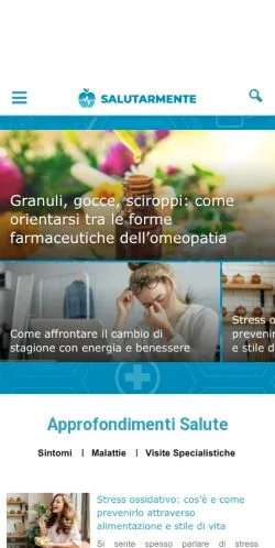 Anteprima del sito Salutarmente, media di Italia per articoli sponsorizzati