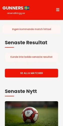 Podgląd witryny Gunners, medium z kraju Szwecja do artykułów sponsorowanych
