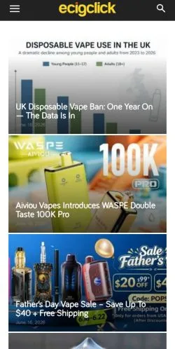 스폰서 기사용 영국 매체 Vape Reviews News 사이트 미리보기