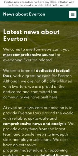 Anteprima del sito Everton News, media di Stati Uniti per articoli sponsorizzati