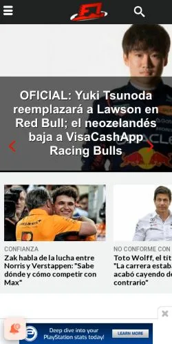 Pré-visualização do site F1aldia, meio de Estados Unidos para artigos patrocinados