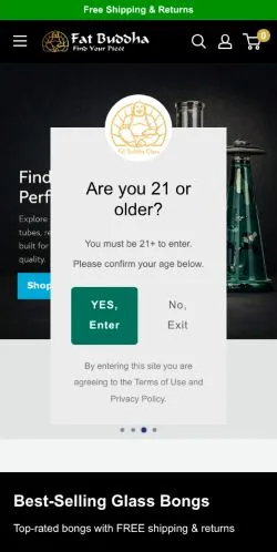 Anteprima del sito Fat Buddha Glass, media di Stati Uniti per articoli sponsorizzati