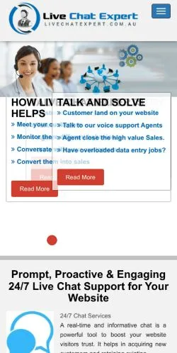 Anteprima del sito LiveChatExpert, media di Australia per articoli sponsorizzati