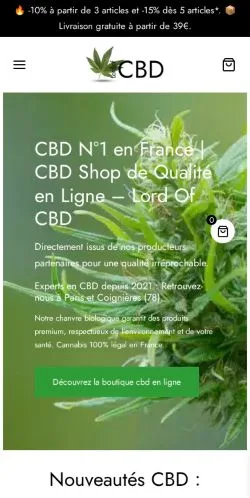 スポンサード記事向けのフランスメディア、Lord Of CBDのサイトプレビュー