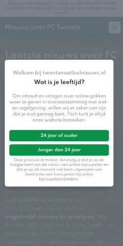 Vista previa del sitio FC Twente Nieuws, medio de Países Bajos para artículos patrocinados
