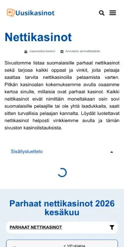 Anteprima del sito Nettikasinot, media di Finlandia per articoli sponsorizzati