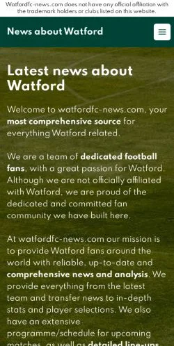 Anteprima del sito Watford News, media di Stati Uniti per articoli sponsorizzati