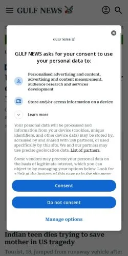 Anteprima del sito Gulf News, media di Stati Uniti per articoli sponsorizzati