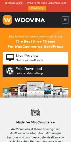 Anteprima del sito WOOVINA, media di Regno Unito per articoli sponsorizzati