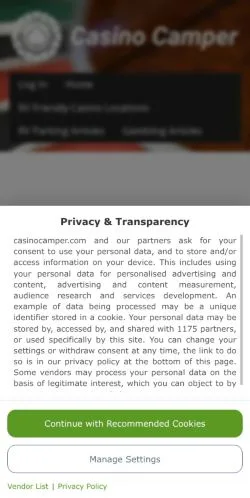 스폰서 기사용 미국 매체 Casino Camper 사이트 미리보기