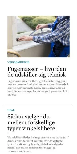 Podgląd witryny byggeafdelingen.dk, medium z kraju Dania do artykułów sponsorowanych