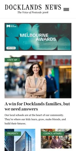 Anteprima del sito Docklands News, media di Australia per articoli sponsorizzati