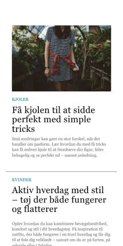 Förhandsvisning av webbplatsen fristil.dk, medium i Danmark för sponsrade artiklar